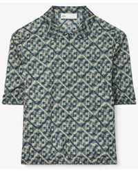 Tory Burch - Prismatic T Monogram Nylon Zip Polo - Lyst