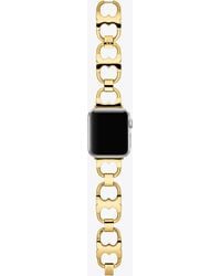Tory Burch - Double T Link Band For Apple Watch®, Gold-tone Stainless Steel - Lyst
