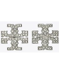 Tory Burch - Icon Pavé Stud Earrings, One Size - Lyst