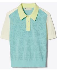Tory Burch - Damen Poloshirt Aus Baumwolle Mit Pointelle-Muster Und Logo - Lyst