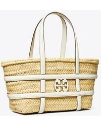 Tory Burch - Small Ella Croc-Embossed Straw Basket, One Size - Lyst