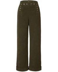 Tory Burch Wool Twill Sailor Pant in Black - Lyst