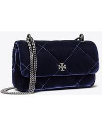 Tory Burch - Mini Kira Diamond Quilt Velvet Pavé Flap Bag, One Size - Lyst