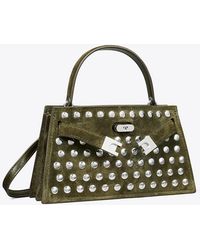 Tory Burch - Mini Lee Radziwill Studded Suede Top-Handle Bag, One Size - Lyst