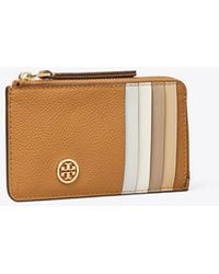 Tory Burch - Robinson Pebbled Top-Zip Card Case, One Size - Lyst