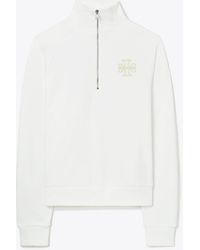 Tory Burch - Heavy French Terry Half-Zip Sweatshirt - Lyst