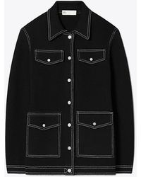 Tory Burch - Topstitch Wool Jacket - Lyst