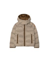 Tory Sport Cropped Printed Performance Satin Down Jacket - Brown
