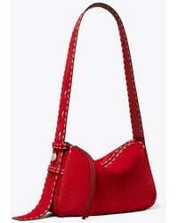 Tory Burch - Small Romy Suede Pick Stitch Shoulder Bag - Lyst
