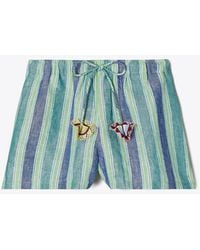 Tory Burch - Striped Linen Shorts - Lyst