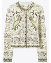 Tory Burch - Printed Cashmere Cardigan - Lyst