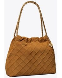 Tory Burch - Fleming Soft Suede Hobo Bag - Lyst