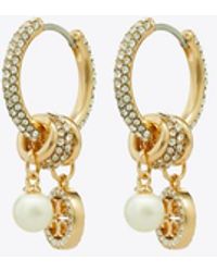 Tory Burch - Icon Pavé Charm Earrings - Lyst