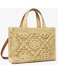 Tory Burch - T Monogram Raffia Top-Handle Tote, One Size - Lyst