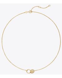 Tory Burch - Icon Pavé Interlocking Pendant Necklace - Lyst
