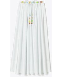 Tory Burch - Beaded Cotton Poplin Skirt - Lyst