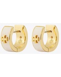 Tory Burch - Icon Enamel Huggie Earrings - Lyst