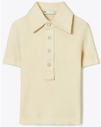 Tory Burch - Viscose Ribbed Polo Sweater - Lyst