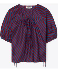 Tory Burch Striped Silk Top - Blue