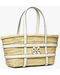 Tory Burch - Small Ella Croc-Embossed Straw Basket - Lyst