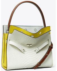 Tory Burch - Small Lee Radziwill Snake Embossed Double Bag - Lyst