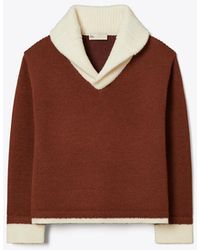 Tory Burch - Contrast Collar Wool Sweater - Lyst