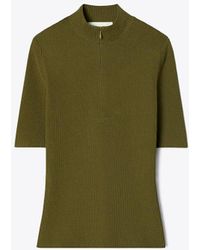 Tory Burch - Half-Zip Crewneck Sweater - Lyst