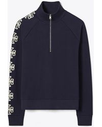 Tory Burch - Damen Logo-Sweatshirt Aus Frottee Mit Halbem Reißverschluss - Lyst