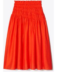 Tory Burch - Smocked Viscose Skirt - Lyst