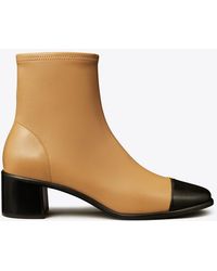 Tory Burch - Cap-Toe Low-Heel Ankle Boot - Lyst