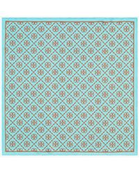 Tory Burch T Monogram Double-Sided Silk Square Scarf - Blau