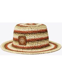 Tory Burch Striped Raffia Bucket Hat - Multicolor