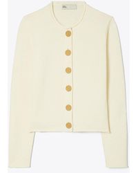 Tory Burch - Logo Button Wool Cardigan - Lyst