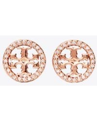 Tory Burch - Icon Pavé Stud Earrings - Lyst