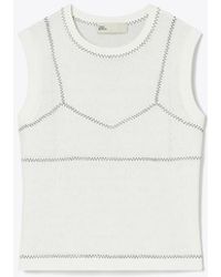 Tory Burch - Cotton And Nylon Mesh Top - Lyst