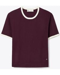 Tory Burch - Contrast-Trim Short-Sleeve Sweater - Lyst
