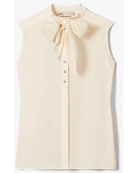 Tory Burch - Sleeveless Bow Blouse - Lyst