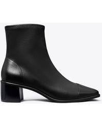Tory Burch - Cap-Toe Low-Heel Ankle Boot - Lyst