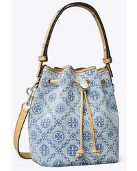 Tory Burch - T Monogram Denim Bucket Bag, One Size - Lyst