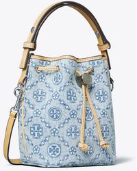 Tory Burch - T Monogram Denim Bucket Bag, One Size - Lyst