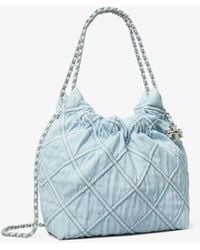 Tory Burch - Mini Fleming Soft Denim Hobo Bag - Lyst