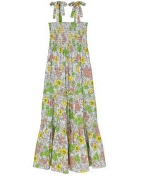 Tory Burch Printed Tie-shoulder Dress & Matching Face Mask - Green