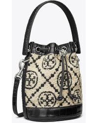 Tory Burch - T Monogram Bouclé Mini Bucket Bag - Lyst