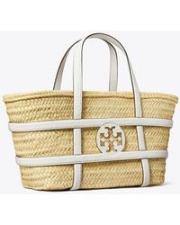 Tory Burch - Ella Croc-Embossed Straw Basket, One Size - Lyst