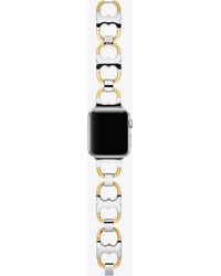 Tory Burch Double T Link Band For Apple Watch®, Gold-tone/silver, 38 Mm - 40 Mm - Metallic
