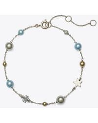 Tory Burch - Delicate Moondance Pearl And Star Bracelet, One Size - Lyst