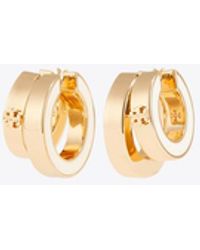 Tory Burch - Icon Enamel Double Hoop Earrings - Lyst
