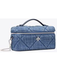 Tory Burch - Kira Diamond Quilt Denim Vanity Case, One Size - Lyst