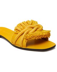 tory burch rope fringe leather slides