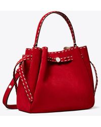 Tory Burch - Romy Suede Pick Stitch Bucket Bag - Lyst